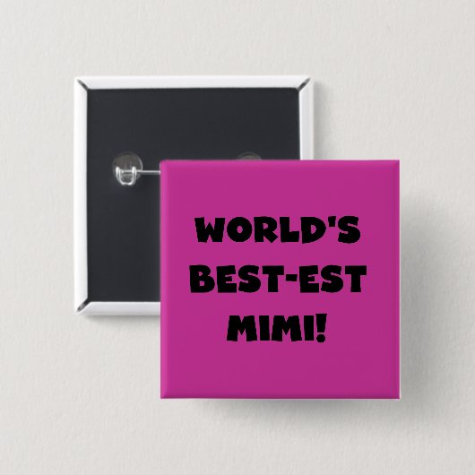 世界のベスト米国東部標準時刻のMimi黒い文字のTシャツおよびギフト 缶バッジ (正面&裏面)