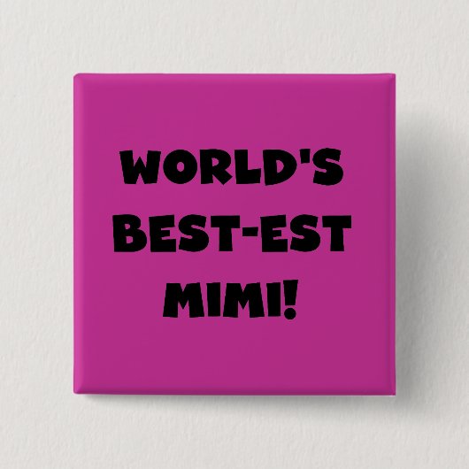 世界のベスト米国東部標準時刻のMimi黒い文字のTシャツおよびギフト 缶バッジ (正面)