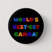 世界のベスト米国東部標準時刻ガンマの明るい色のギフト 缶バッジ (正面)