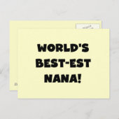 世界のベスト米国東部標準時刻ナナの白黒Tシャツ ポストカード (正面/裏面)