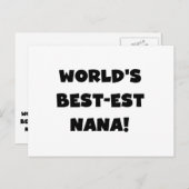 世界のベスト米国東部標準時刻ナナの白黒Tシャツ ポストカード (正面/裏面)