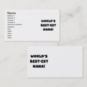 世界のベスト米国東部標準時刻ナナの白黒Tシャツ 名刺 (正面/裏面)