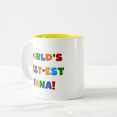 世界のベスト米国東部標準時刻ナナ明るい色のTシャツ ツートーンマグカップ (正面左)