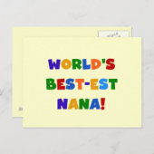 世界のベスト米国東部標準時刻ナナ明るい色のTシャツ ポストカード (正面/裏面)