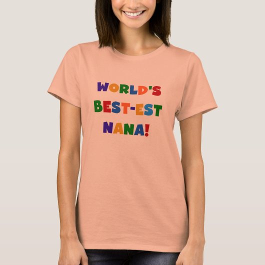 世界のベスト米国東部標準時刻ナナ明るい色のTシャツ Tシャツ (正面)