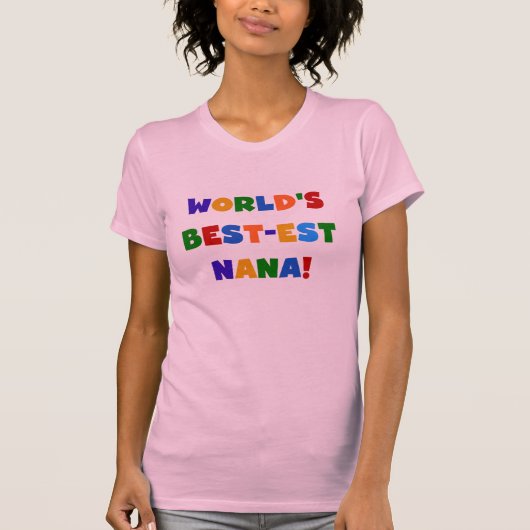 世界のベスト米国東部標準時刻ナナ明るい色のTシャツ Tシャツ (正面)