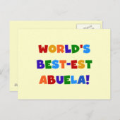 世界のベスト米国東部標準時刻Abuela明るい色のTシャツ ポストカード (正面/裏面)
