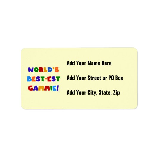 世界のベスト米国東部標準時刻Gammie明るい色のギフト ラベル (正面)