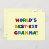 世界のベスト米国東部標準時刻Grammaの明るい色 ポストカード (正面/裏面)