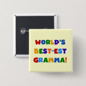 世界のベスト米国東部標準時刻Grammaの明るい色 缶バッジ (正面&裏面)