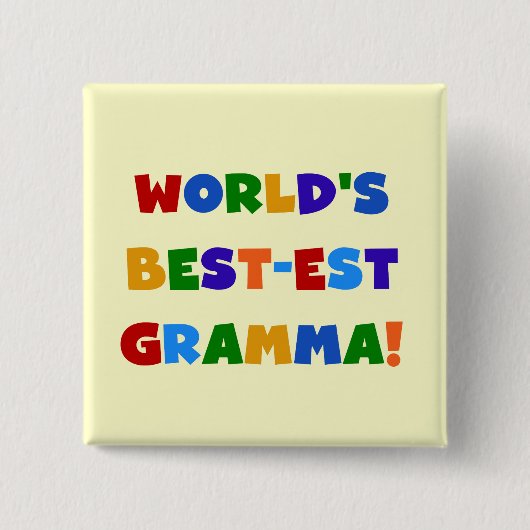 世界のベスト米国東部標準時刻Grammaの明るい色 缶バッジ (正面)