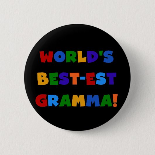 世界のベスト米国東部標準時刻Grammaの明るい色 缶バッジ (正面)