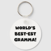 世界のベスト米国東部標準時刻Grammaの黒か白 キーホルダー (正面)