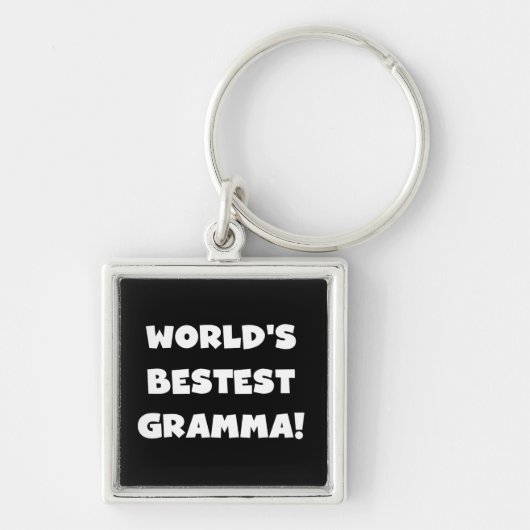 世界のベスト米国東部標準時刻Grammaの黒か白 キーホルダー (正面)