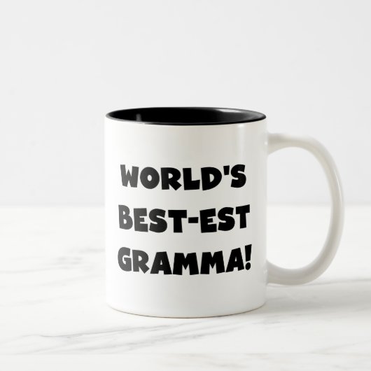 世界のベスト米国東部標準時刻Grammaの黒か白 ツートーンマグカップ (右)