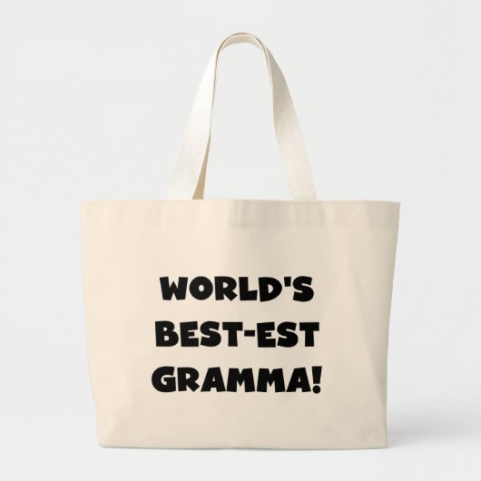 世界のベスト米国東部標準時刻Grammaの黒か白 ラージトートバッグ (正面)