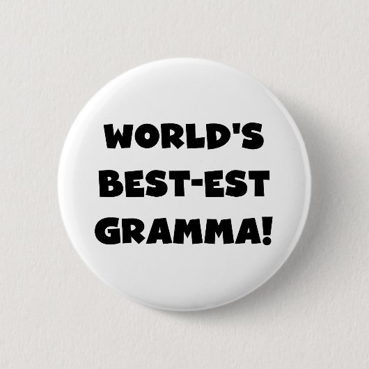 世界のベスト米国東部標準時刻Grammaの黒か白 缶バッジ (正面)