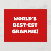 世界のベスト米国東部標準時刻Grammieの白いTシャツおよびギフト ポストカード (正面)