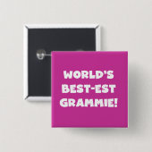 世界のベスト米国東部標準時刻Grammieの白いTシャツおよびギフト 缶バッジ (正面&裏面)