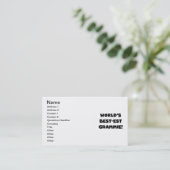 世界のベスト米国東部標準時刻Grammieの黒くか白いギフト 名刺 (スタンド正面)