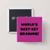 世界のベスト米国東部標準時刻Grammieの黒くか白いギフト 缶バッジ (正面&裏面)