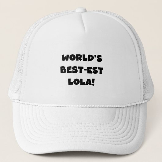 世界のベスト米国東部標準時刻Lolaの白黒Tシャツのギフト キャップ (正面)
