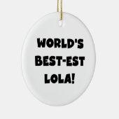 世界のベスト米国東部標準時刻Lolaの白黒Tシャツのギフト セラミックオーナメント (右)