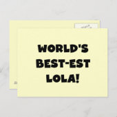 世界のベスト米国東部標準時刻Lolaの白黒Tシャツのギフト ポストカード (正面/裏面)