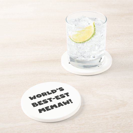 世界のベスト米国東部標準時刻Memawの白黒Tシャツ コースター (側面)