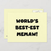 世界のベスト米国東部標準時刻Memawの白黒Tシャツ ポストカード (正面/裏面)