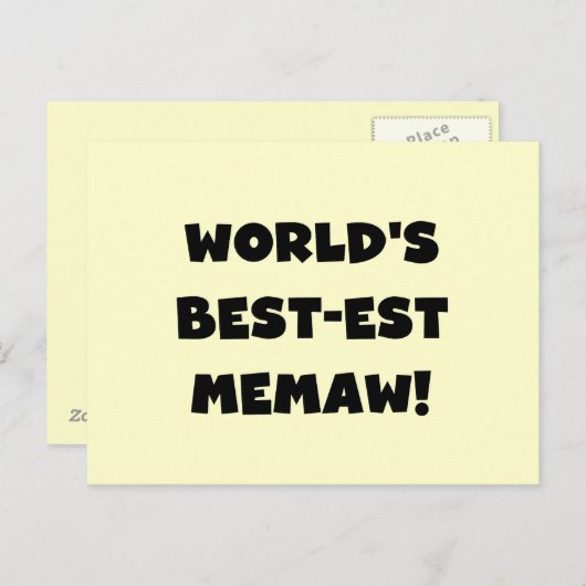 世界のベスト米国東部標準時刻Memawの白黒Tシャツ ポストカード (正面/裏面)