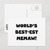 世界のベスト米国東部標準時刻Memawの白黒Tシャツ ポストカード (正面/裏面)