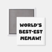 世界のベスト米国東部標準時刻Memawの白黒Tシャツ マグネット (正面/裏面)