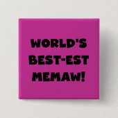 世界のベスト米国東部標準時刻Memawの白黒Tシャツ 缶バッジ (正面)