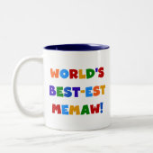 世界のベスト米国東部標準時刻Memaw明るい色のTシャツ ツートーンマグカップ (左)