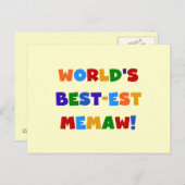 世界のベスト米国東部標準時刻Memaw明るい色のTシャツ ポストカード (正面/裏面)