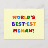 世界のベスト米国東部標準時刻Memaw明るい色のTシャツ ポストカード (正面)