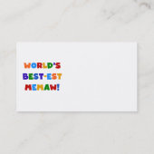 世界のベスト米国東部標準時刻Memaw明るい色のTシャツ 名刺 (裏面)