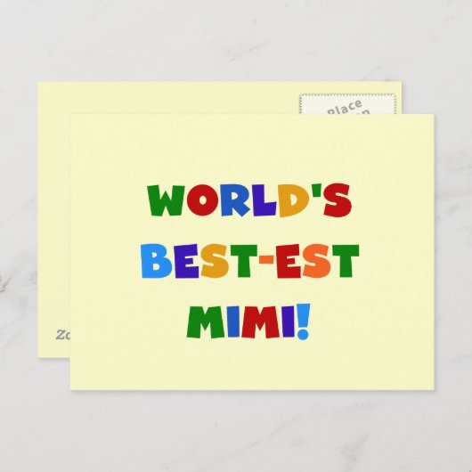 世界のベスト米国東部標準時刻Mimi明るい色のTシャツのギフト ポストカード (正面/裏面)