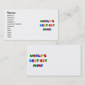 世界のベスト米国東部標準時刻Mimi明るい色のTシャツのギフト 名刺 (正面/裏面)