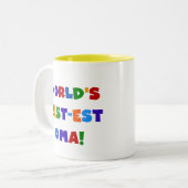 世界のベスト米国東部標準時刻Oma明るい色のギフト ツートーンマグカップ (正面左)