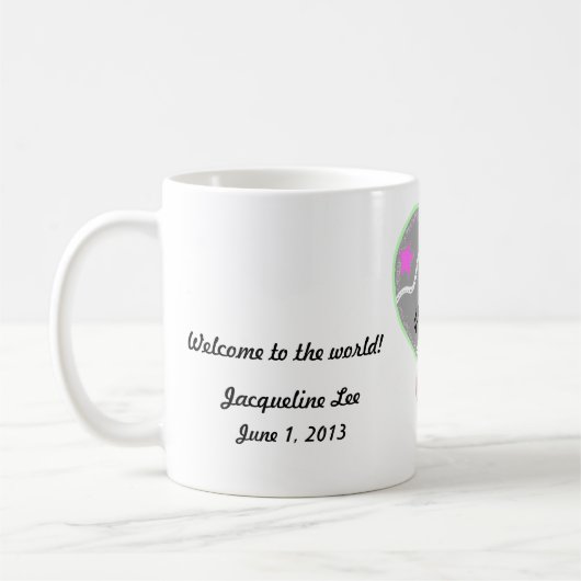 世界のベビーガールラトルへようこそカスタマイズ コーヒーマグカップ (左)