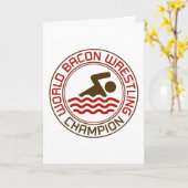 世界のベーコンのレスリングのチャンピオン(誕生日) カード (黄色い花)