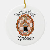世界のペット最高ののトリマーティーとギフト セラミックオーナメント (正面)
