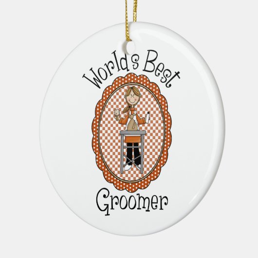 世界のペット最高ののトリマーティーとギフト セラミックオーナメント (左)