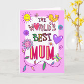 世界のマム・おもしろい・ド最高のール・タイポグラフィ・カード カード (黄色い花)