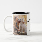 世界のマ最高のママモダンスタイリッシュフォントカスタム写真 ツートーンマグカップ (左)