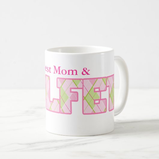 世界のマ最高のマ&ゴルファーのおもしろいゴルフのピンクマグ コーヒーマグカップ (正面右)