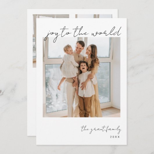 世界のミニマリスト写真クリスマスカードへの喜び シーズンカード (正面/裏面)