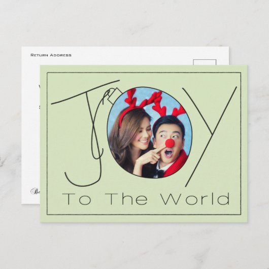 世界のミニマルなクリスマスフォトに喜びを描く ポストカード (正面/裏面)